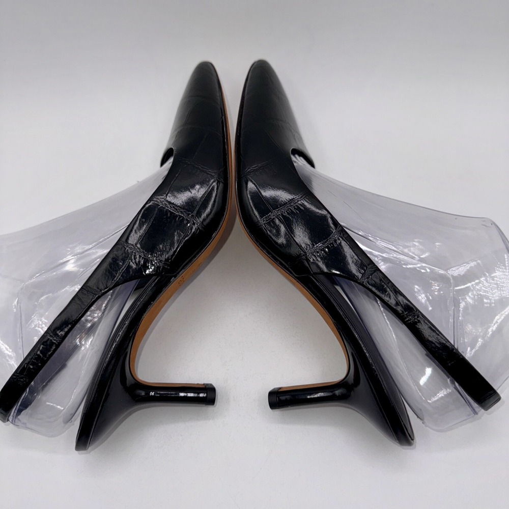 Vince. Patrice Pumps Women's Size 7.5 Crocodile Embossed Black Leather - Picture 8 of 13
